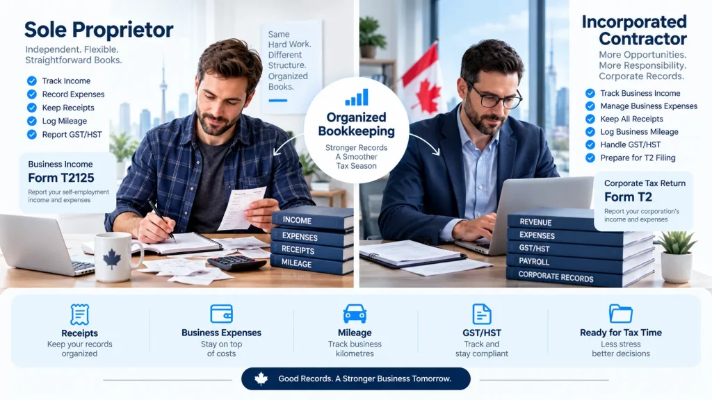 Sole proprietor vs corporation bookkeeping in Canada (small business bookkeeping mistakes)