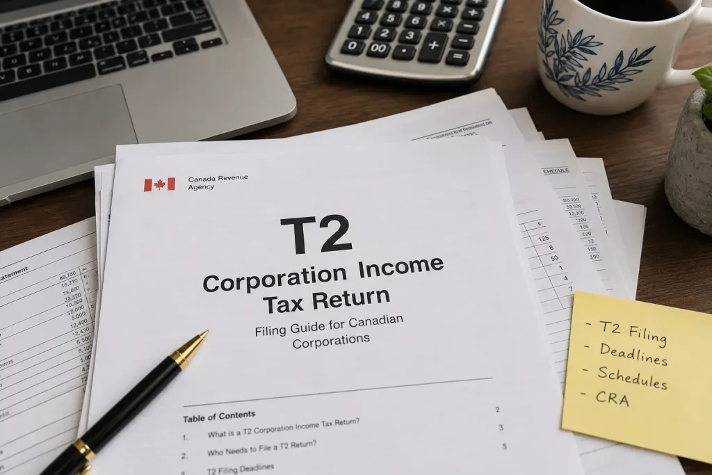 T2 corporation income tax return filing guide for Canadian corporations