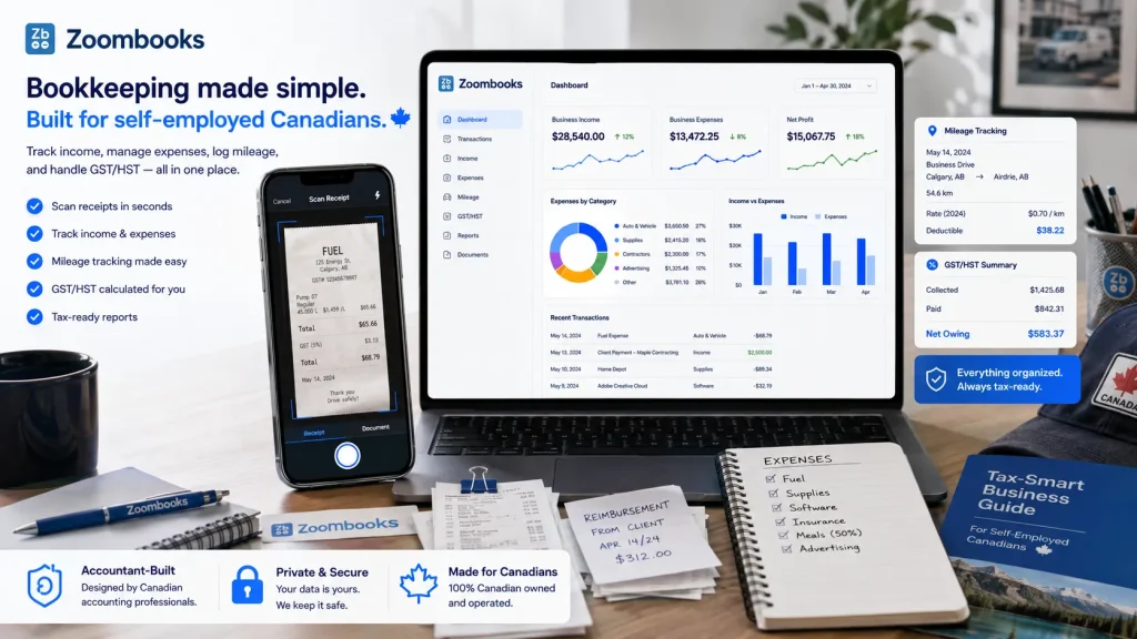 Zoombooks expense tracking app helping self-employed Canadians organise T2125 records